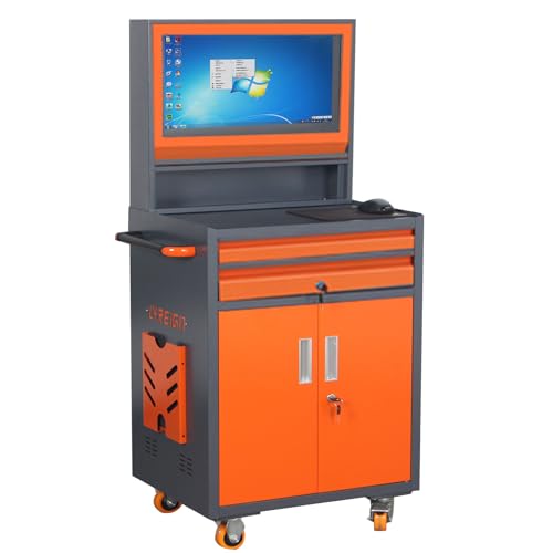 LYREIGN Industrial PC Cabinet, Mobile Security LCD Computer Cabinet Suitable for Workshop Garage Warehouse Factory
