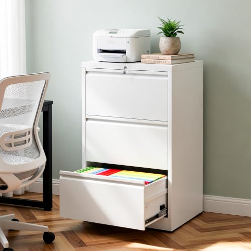 auruge 3-Drawer Lockable Side-Opening File Cabinet for Home & Office