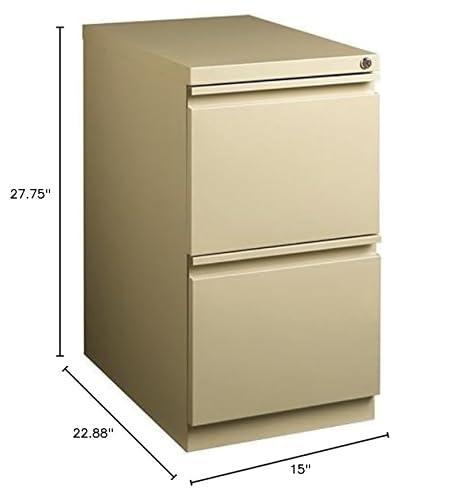 Hirsh 23-in Deep Mobile Pedestal File 2-Drawer File/File. Full Width Pull. Beige