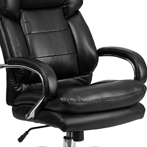 BizChair 24/7 Intensive Use Big & Tall 500 lb. Rated Black LeatherSoft Swivel Ergonomic Office Chair with Loop Arms