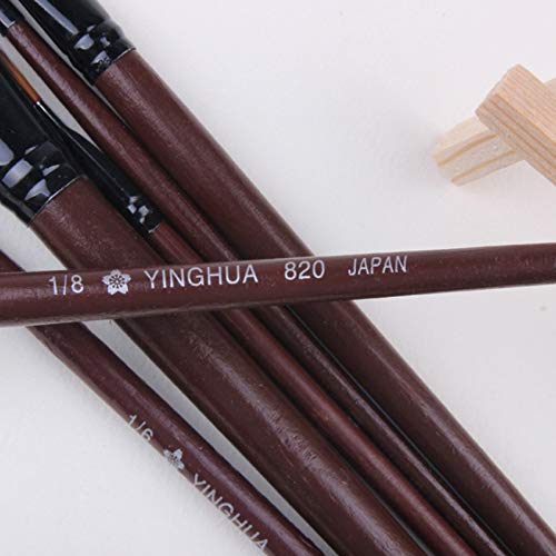 HBJWOV 6 Pcs Art Supplies Painting Easy to Clean Wooden Handle Watercolor Paint Brush Pen Nylon Hair Learning Oil Acrylic