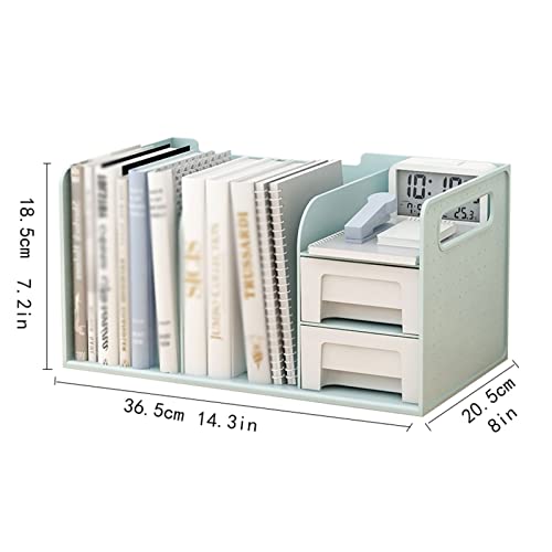 Book Shelf Bookcase Storage Display Bookshelf Desktop Bookshelf Storage Rack With 2 Drawers Office Storage Rack Two Layers Thickened To Accommodate Multiple Books for CDs/Movies/Books/Display Shelves