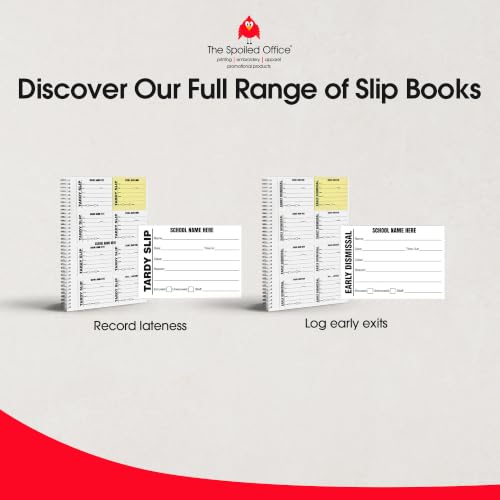 The Spoiled Office Set of 5 Two-Part Carbonless Forms with 2 3/4" x 3 3/4" Custom Passes - Spiral Bound with 400 Slips Each (Set of 5 Early Dismissal Custom Books)