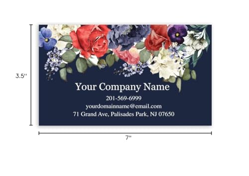 Rustic Rose Custom Premium Business Cards, Full color (250pcs to 2,500pcs) - 16pt (350gsm-Thick paper), Matte finishing-Front & Back (Dark-Blue)