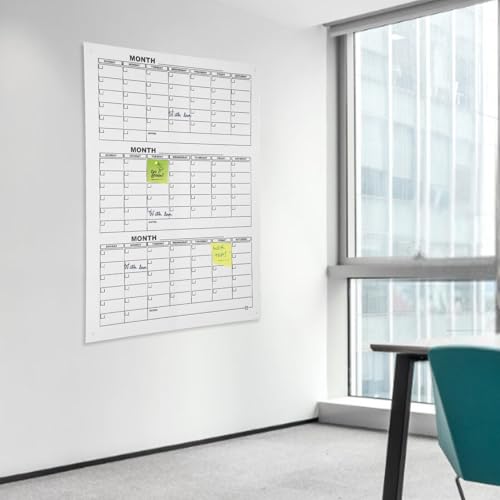 Quarterly Planner White Board, Acrylic Calendar Board, Dry Erase Calendar for Wall, for Family Events, Routines, Reminders