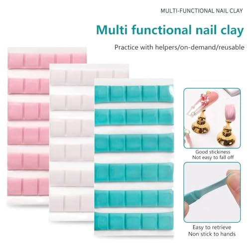 Adhesive Sticky Tack Putty 30Pcs*10bags Professional Reusable Clay Putty for Displaying Nails Adhesive Glue Clay Nails Art Practice Tools(White)