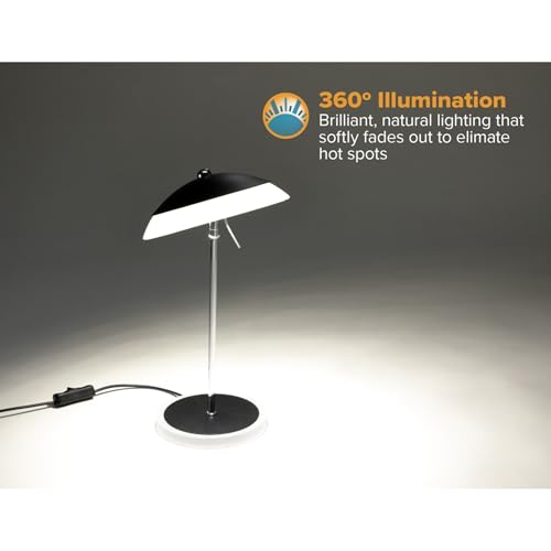 PureOptics LED Desk Lamp with Adjustable Head, Modern Banker's Lamp Style, Natural Daylight