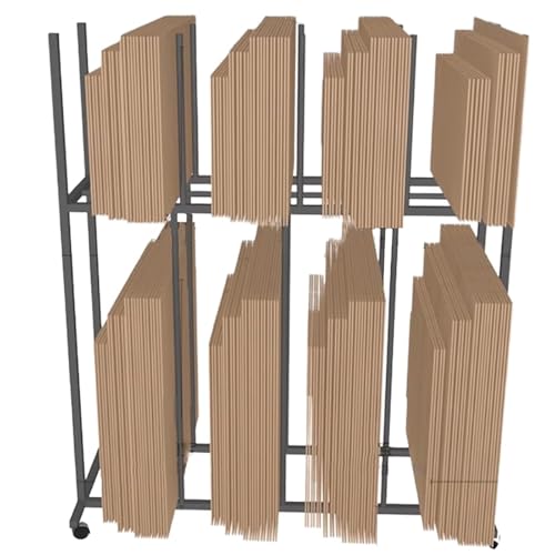 HDYZJQ 2 3 Layer Large Carton Storage Rack, Mobile Carton Cart for Organizing Shipping Boxes/Mailing Packing/Cardboard Box/Corrugated Carton, Space Save(2 Tier)