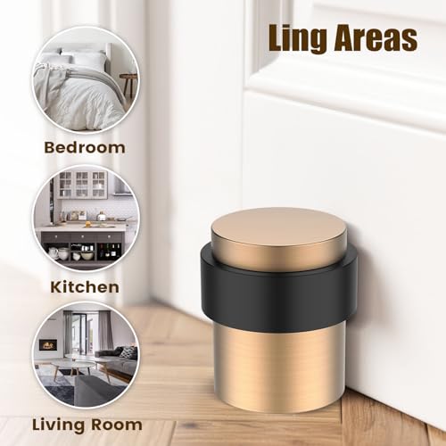 RINJUN 20 Pack ​Brushed Rose Gold Door Stoppers for Floor Mounting， Door Stopper Heavy Duty，304 Stainless Steel Cylindrical Made with Rubber Bumper，Floor Mount Door Holder Keep Door Open