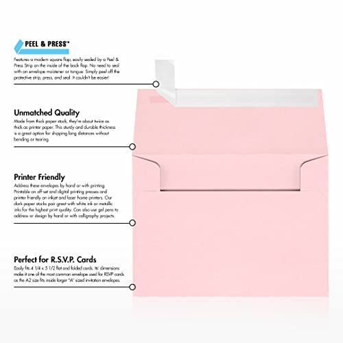 LUXPaper A2 Invitation Envelopes | Peel & Press | 4 3/8" x 5 3/4" | Candy Pink | 80lb. Text | 500 Qty