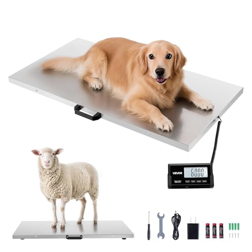 VEVOR Digital Shipping Scale, 0.1 lbs High Accuracy, 660 lbs Postal Scale with LCD Display, Hold/Tare Function & AC/DC Power Supply, Fit for Packages, Postage, Luggage, Battery & Adapter Included