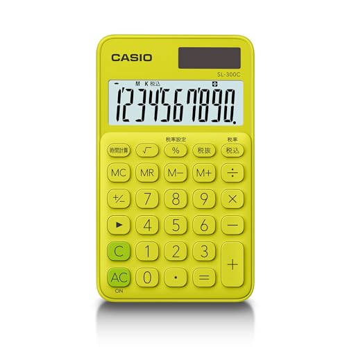 Casio SL-300C-YG-N Colorful Calculator Lime Green 10 Digits Notebook Type