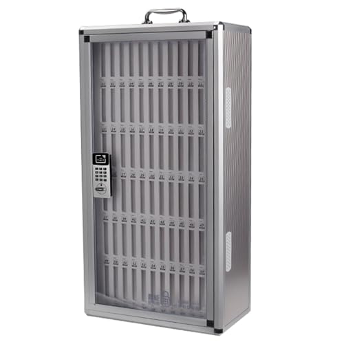 Wall-Mounted Cell Phones Storage Cabinet, Pocket Chart Storage Locker Box with Handle and Password Lock, Aluminum Alloy Mobile Phone Holder Organizer, for Office Classroom Gym, 72 grids