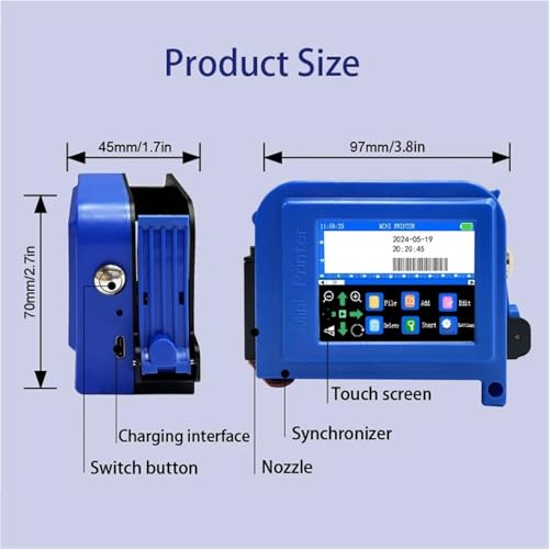 SHIHUANI 25.4mm Mini Handheld Inkjet Printer for Text Expiry Date QR Barcode Image Logo Batch Number(US)
