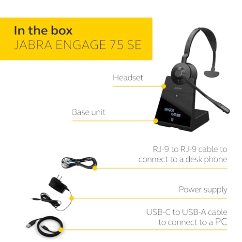 Jabra Engage 75 SE (Second Edition) Wireless Single-Ear Headset, Black