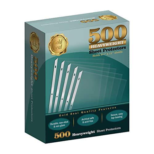 GOLD SEAL 500/Box Clear Heavyweight Poly Sheet Protectors, 8.5" x 11"
