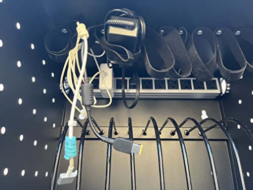 Workington 10-Device Wall Mounted Portable School Charging Cart Station with Cable Ties for Chromebook, Tablet and Laptop Computer with Power Strip Included 1002 Black