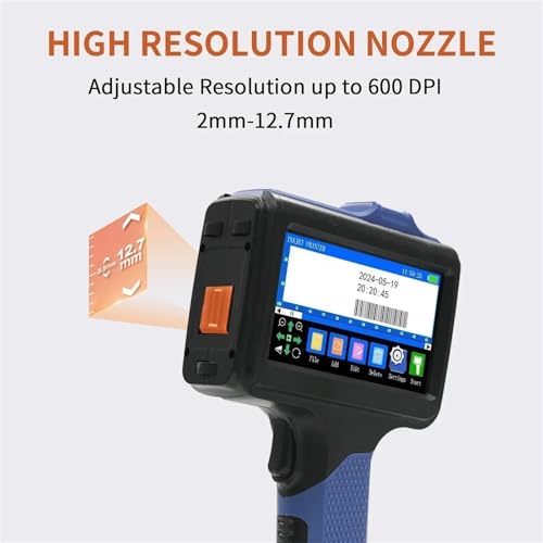 SHIHUANI 12.7mm Portable Handheld Inkjet Printer for Text QR Barcode Batch Number Logo Image(Without Ink(JP))