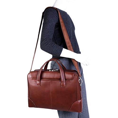 McKlein, R Series, Harpswell, Top Grain Cowhide Leather, 17" Leather Dual Compartment Laptop Briefcase, Brown (88564)