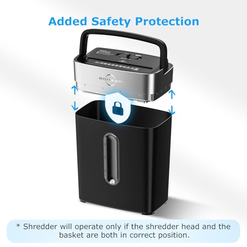 BONSEN Shredder for Home Office, 4 Gallons 8-Sheet Cross Cut Credit Card Shredder, Small Paper Shredder for Home Use, High Security Level P-4, ETL Certification (S3101)