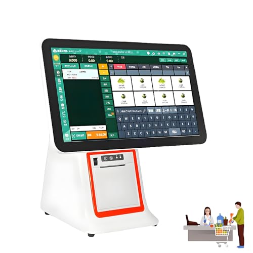 AETEREOS 15.6 Inch Dual Touch Screen Cash Register, All-in-One POS System for Small Business with Intel i5 CPU, 8GB RAM 128G SSD, Windows 7/10 for Retail & Restaurant White-Singlescreen