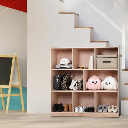 EcoSummer 8 Compartment Storage Cubby, Mobile Storage Cabinet for Classrooms, Classroom Cubbies, Daycare Toy Shelves with 4 Casters, 2 Storage Boxes for Home, School, Kindergarte