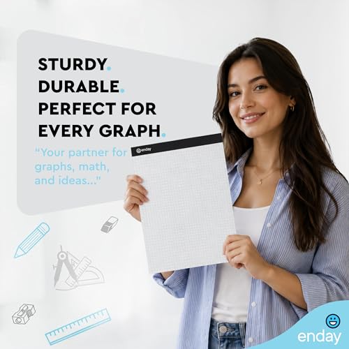 Enday Graph Paper Pad, Pack of 12, White Letter Size, 4x4 Quad Grid Paper, Graph Paper Pads 8.5 x 11 with Easy-Tear Perforations, Grid Paper Notepad for Math, Drawing & Engineering