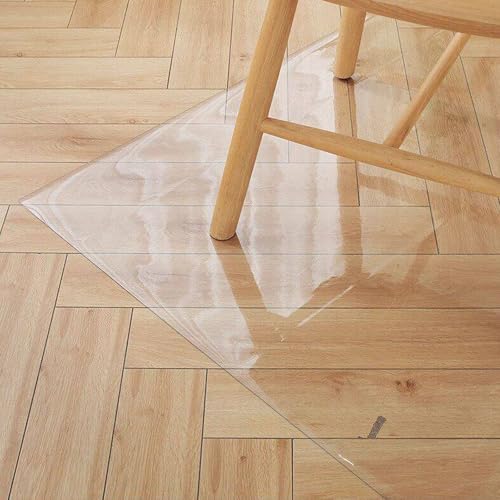 Xzomystify Clear Plastic Vinyl Rug Protector Cover Rectangle Clear Under Desk Chair Mat for Hardwood Floor 0.06 Inch Waterproof Plastic Desk Mat Protector, Anti Scratch Non Slip Under Office(72x72in)