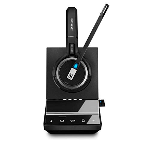 Sennheiser SDW 5066 (507024) - Double-Sided (Binaural) Wireless Dect Headset for Desk Phone Softphone/PC & Mobile Phone Connection Dual Microphone Ultra Noise Cancelling, Black