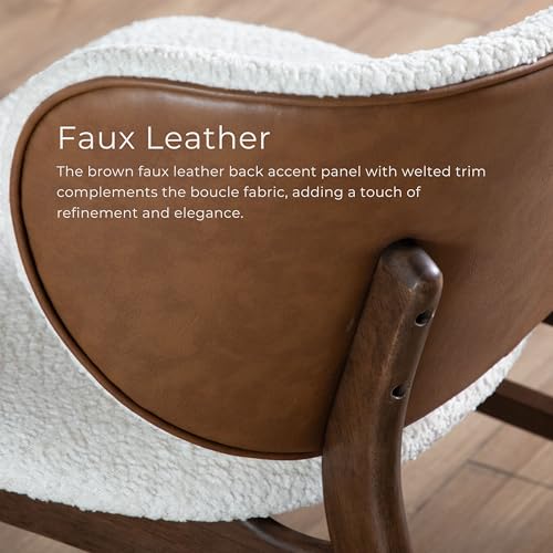 Furniture of America Lucian Mid-Century Modern Solid Wood 2 Piece Brown Round Side Table Set with Upholstered Chair, Easy Assembly, for Home, Office, Living Room, Walnut