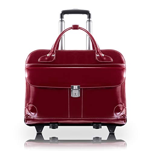 McKlein LAKEWOOD, 15" Leather Detachable -Wheeled Ladies' Laptop/Computer & Tablet Business Briefcase Bag/Women's Rolling Overnight Travel Bag, Removable trolley case