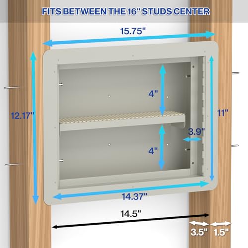POCHAR Small Wall Safe Lock Box wtih Disguise Sticker - In Wall Gun Safe Between the Studs for Home, Office - Hidden Safes Storage for Money Jewelry with Removable Shelf - 15.75-Inch Exterior Width
