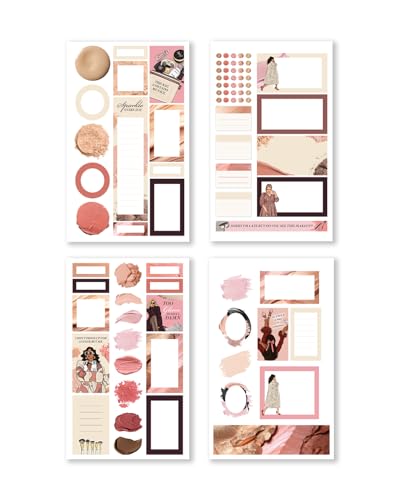 Rongrong Glam Girl Planner Stickers Book for Planners, Calendars and Journals – Aesthetic Premium Quality Stickers – Scrapbook Accessories – 24 Pages