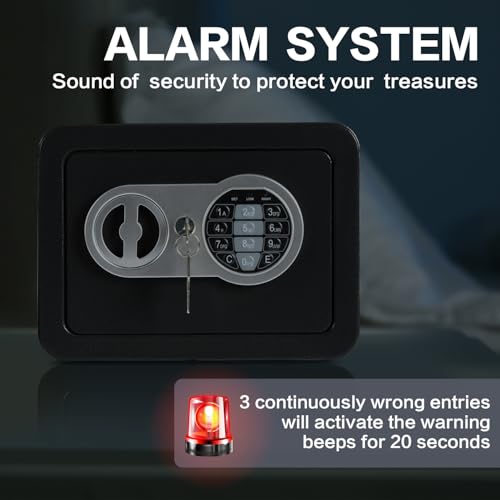 0.23 Cubic Small Safe Box, Digital Security Box Mini Safe W/Fireproof Bag