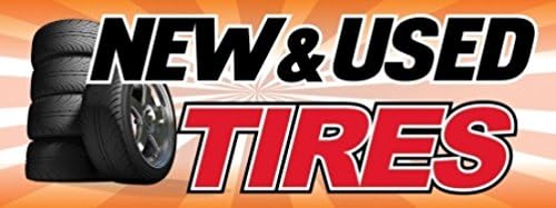 New & Used Tires | Full Color Horizontal Vinyl Display Banner with Grommets | Ready to Hang | 3’h x 8’w ft