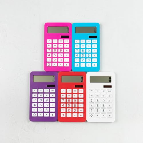 JAM PAPER Desktop Calculator - 10 Digit LCD Display - 3 3/4 x 6 3/4 Inches - Blue - Bulk 10/Pack
