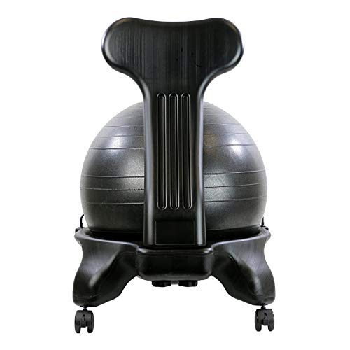 CANDO Ball Chair Inflatable Ergonomic Active Seating Exercise Ball Chair with Air Pump for Home, Office, and Classroom,Black, 22"