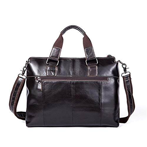 FENOKD Leather Briefcase Laptop Bag Messenger Shoulder Work Bag Crossbody Handbag for Business Travelling for Men.E