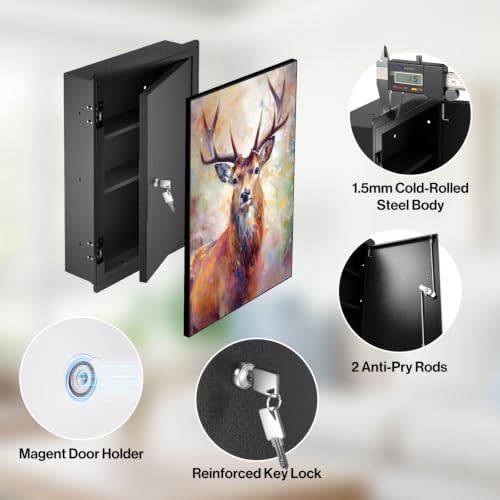 POCHAR Large Picture Hidden In Wall Safe Gun Secret Storage with Lock