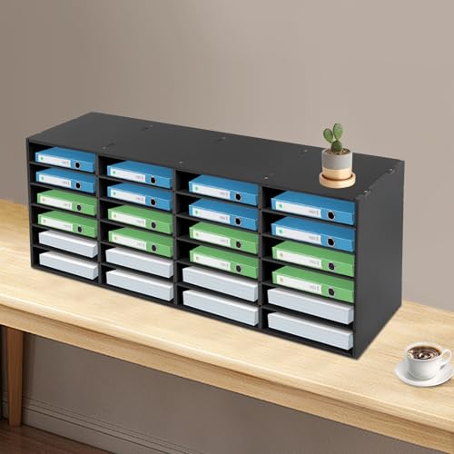 Classroom Mailbox 24 Slots Home Office Mail Sorter, Construction Paper Organizer Storage Compartment Shelf Holder, Student Mailboxes for Classroom Literature Organizer (39.4 * 11.8 * 16.5in)
