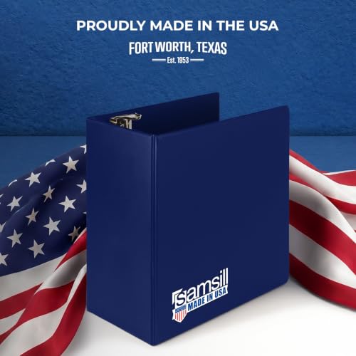 Samsill Durable 6 inch 3 Ring Binder, Locking D Ring Binder, Customizable Clear View Cover, Blue, 6-Pack, Holds 1225 Pages