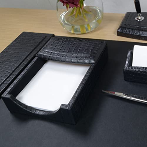 Dacasso Black Crocodile Embossed Leather, 4 6-Inch Memo Holder (A2209)