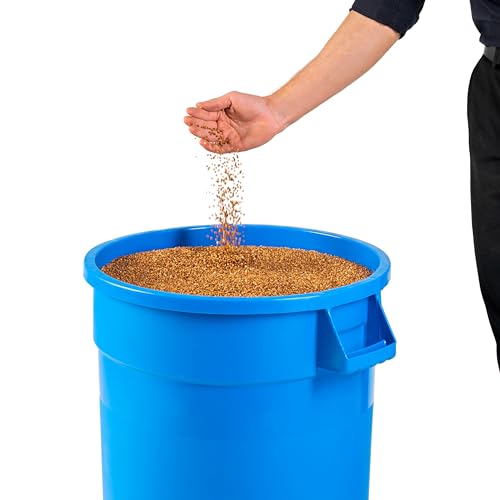 PRO&Family 2 Pack 20 Gallon Blue Round Commercial Trash Can with Lid/Ingredient Bin Recycling Bin Kitchen Garbage Can Office Garbage Can Trash Barrel Plastic Barrel Yard Waste Bin Outdoor Trashcan