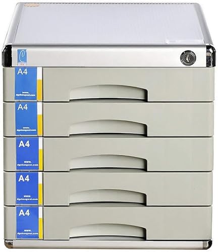 noxozoqm Desktop Drawer Cabinet Flat File Cabinet Storage, Desktop Drawer Cabinet, 3/5 Drawers Aluminum Alloy Storage Drawers Desk Storage, A4 Office Box with Lock. (Size : 5 Layers)