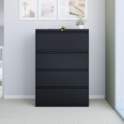 Staples Branded Commercial 2-Drawer Lateral File Cabinet, 36 in, Black