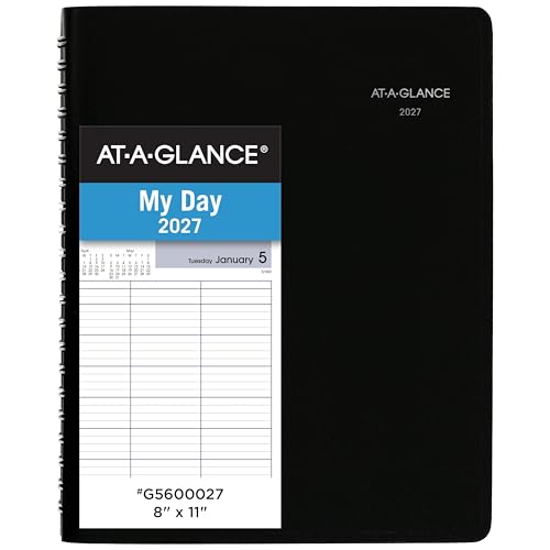 AT-A-GLANCE 2027 Appointment Book Planner, Daily Group Planner, 8" x 11", Four Person, Quarter-Hour, DayMinder, Black (G5600027)