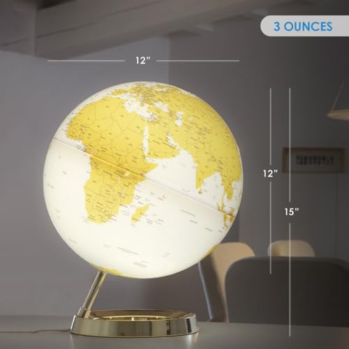 Waypoint Geographic Light & Color Globe Gold, 12" Illuminated Designer Series, Elegant, Minimalist Decorative Globe for Home and Office Décor