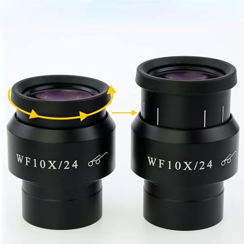Microscope Accessories Kit WF10X Stereo Microscope Eyepiece 10X High Eye Point Eyepiece Large Field of View Adjustable Mounting Size 30MM Microscope Slides(WF10X-23mm)