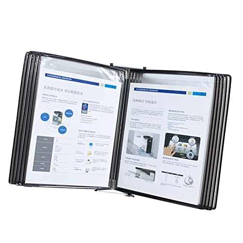 Wall Mount Catalog Display Rack - Wall Mount Reference and Display System, Wall-Mounted Page Flip Folder, 10 Double-Sided Panels, A4 Loose-Leaf Transparent Page Display Stand (PVC + Metal)