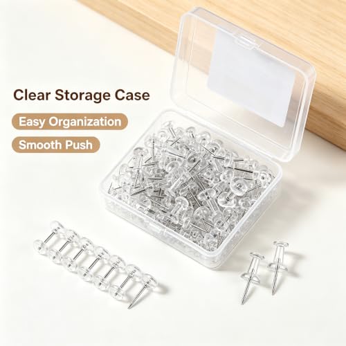 Push Pins 2000 Count,Standard Transparent Thumb Tacks Steel Point